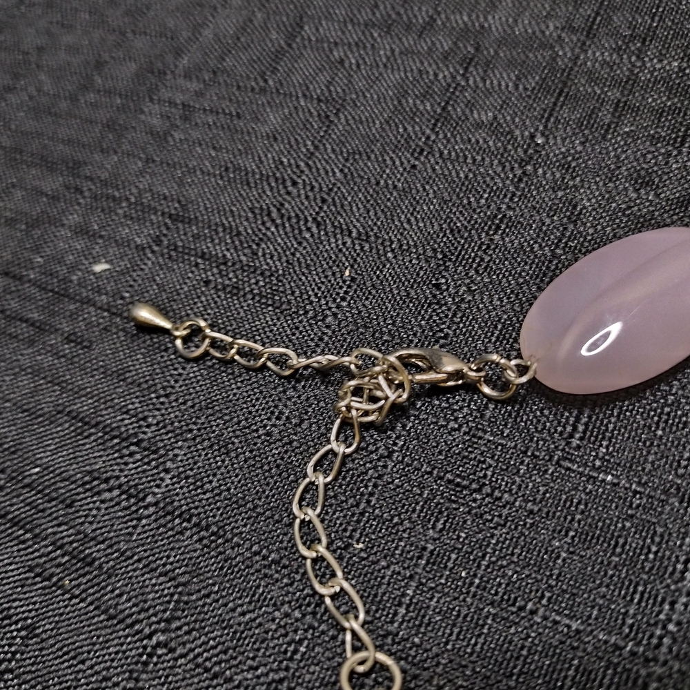 Elegant Light Pink Opaque Beaded Necklace Large Oval Beads - Picture 4 of 6